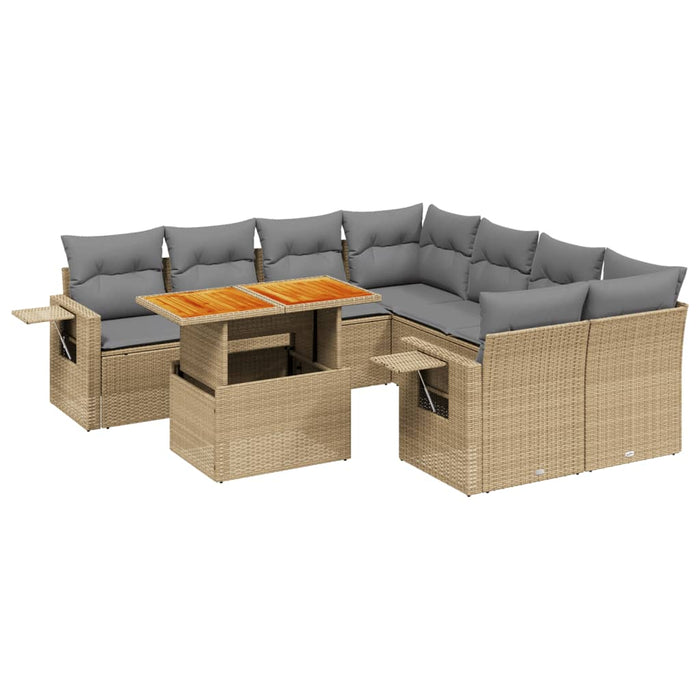 Set canapele de grădină, 9 piese, cu perne, bej, poliratan - WALTI WALTI