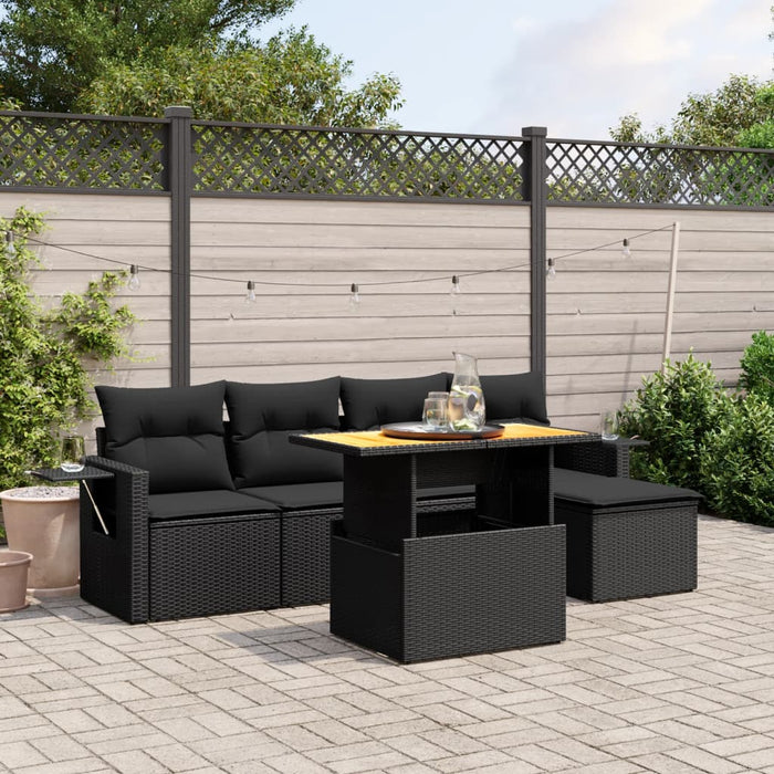 Set mobilier de grădină cu perne, 6 piese, negru, poliratan - WALTI WALTI