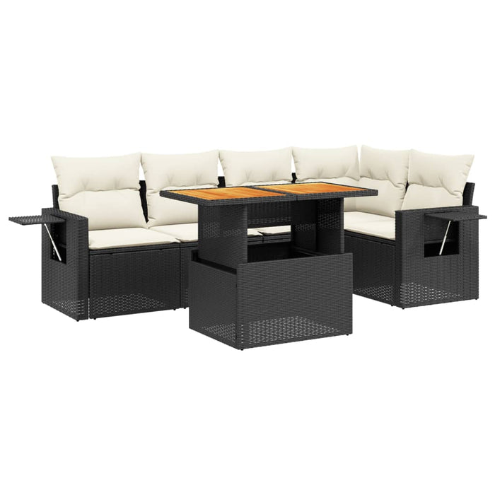 Set mobilier de grădină cu perne, 6 piese, negru, poliratan WALTI