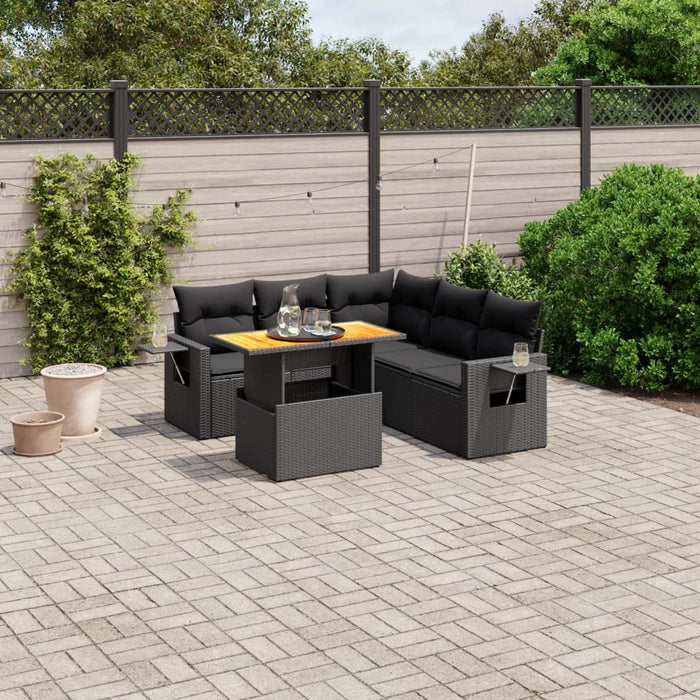 Set mobilier de grădină cu perne, 6 piese, negru, poliratan - WALTI WALTI