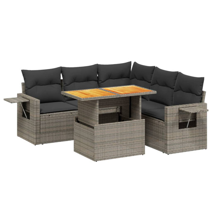 Set mobilier grădină cu perne, 6 piese, gri, poliratan - WALTI WALTI