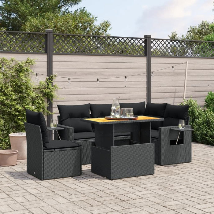 Set mobilier de grădină cu perne, 6 piese, negru, poliratan - WALTI WALTI