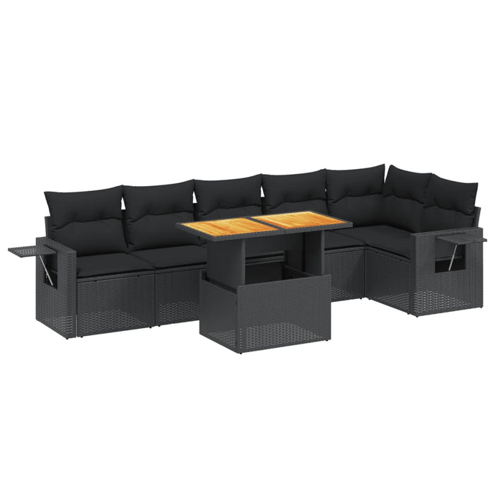 Set canapele de grădină cu perne, 7 piese, negru, poliratan - WALTI WALTI