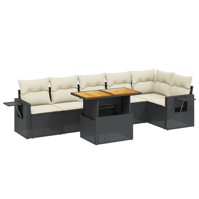 Set canapele de grădină cu perne, 7 piese, negru, poliratan - WALTI WALTI