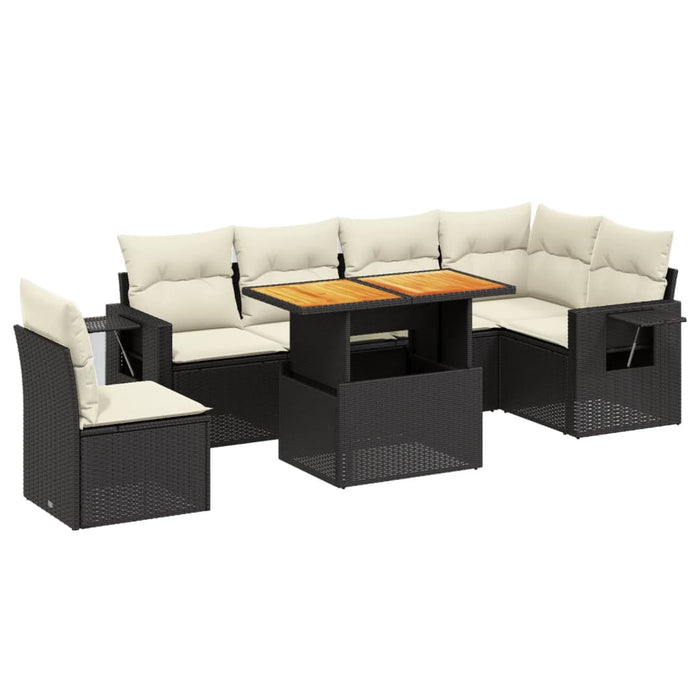 Set canapele de grădină cu perne, 7 piese, negru, poliratan - WALTI WALTI