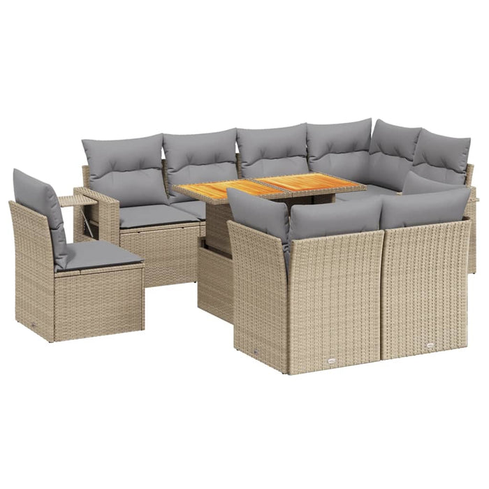 Set canapele de grădină, 9 piese, cu perne, bej, poliratan - WALTI WALTI