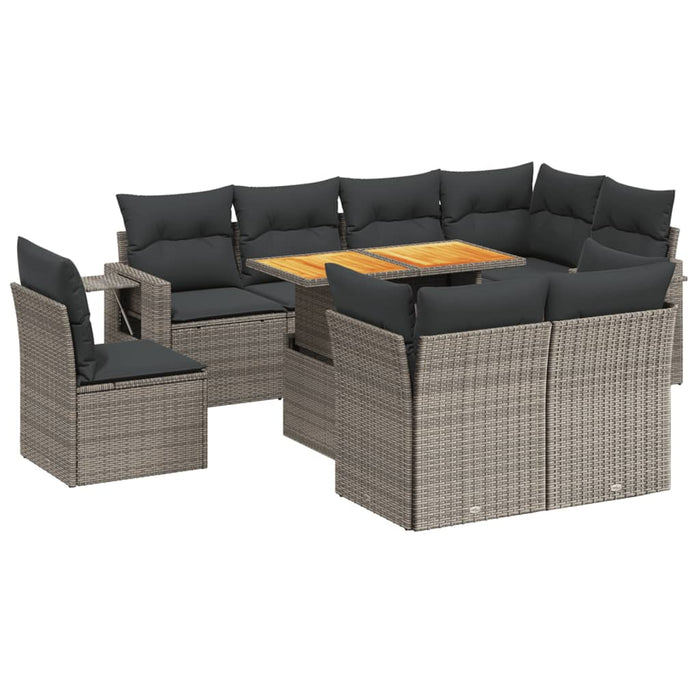 Set canapele de grădină, 9 piese, cu perne, gri, poliratan - WALTI WALTI