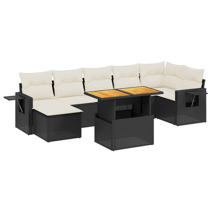 Set mobilier de grădină cu perne, 8 piese, negru, poliratan - WALTI WALTI