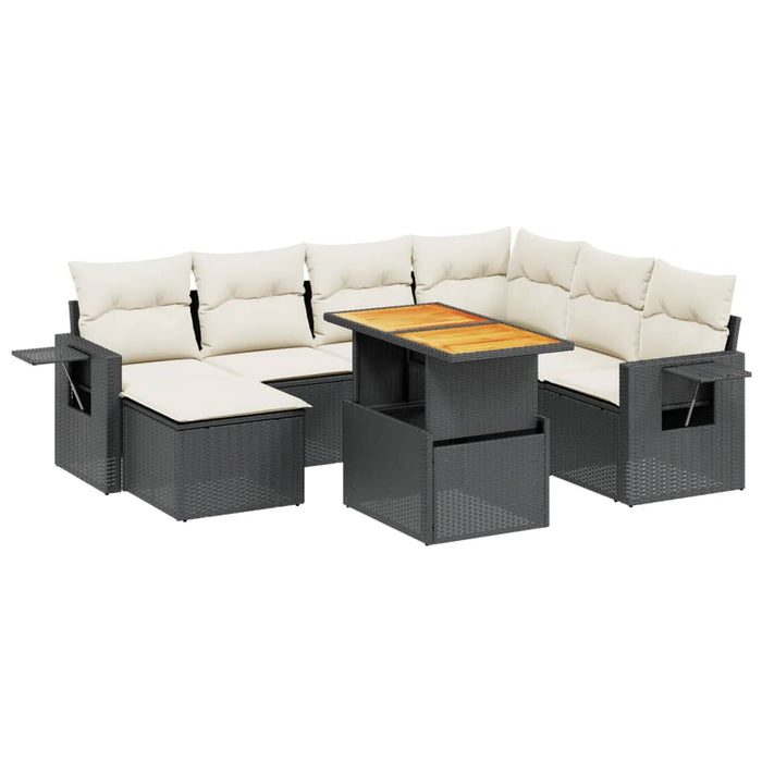 Set mobilier de grădină cu perne, 8 piese, negru, poliratan - WALTI WALTI