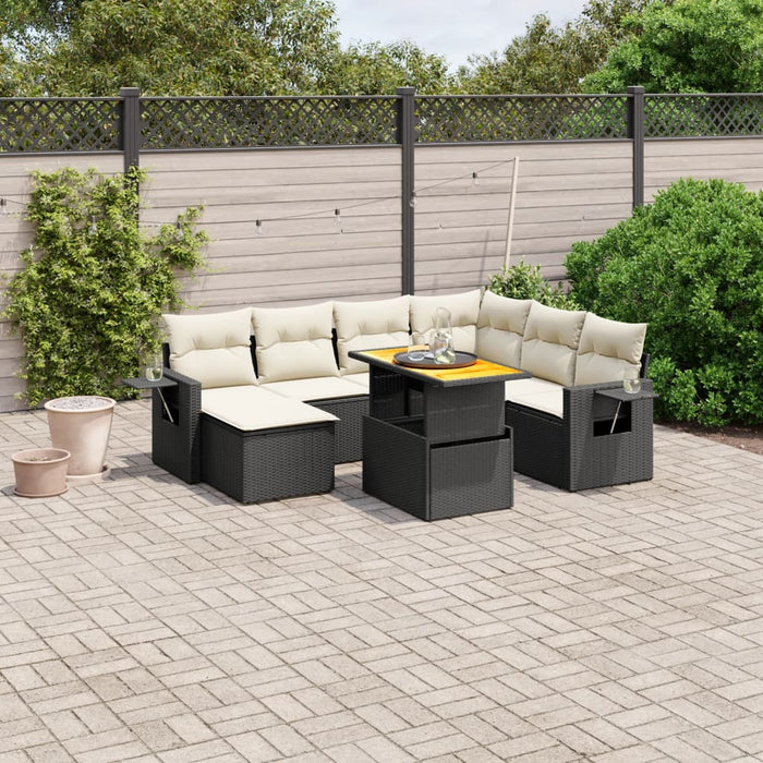 Set mobilier de grădină cu perne, 8 piese, negru, poliratan - WALTI WALTI