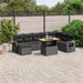Set mobilier de grădină cu perne, 9 piese, negru, poliratan - WALTI WALTI