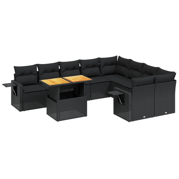 Set canapele de grădină cu perne, 10 piese, negru, poliratan - WALTI WALTI