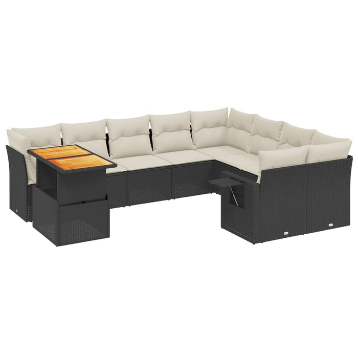 Set canapele de grădină cu perne, 10 piese, negru, poliratan - WALTI WALTI