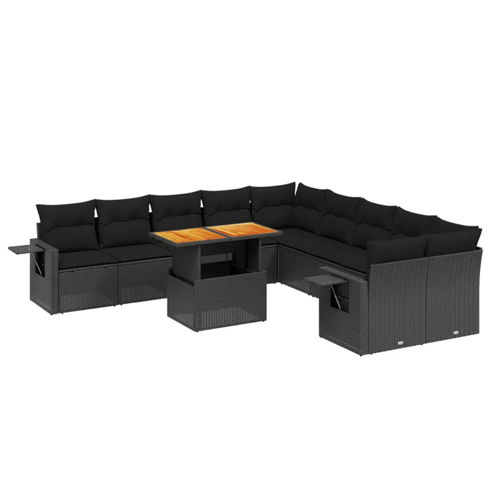 Set canapele de grădină cu perne, 11 piese, negru, poliratan - WALTI WALTI