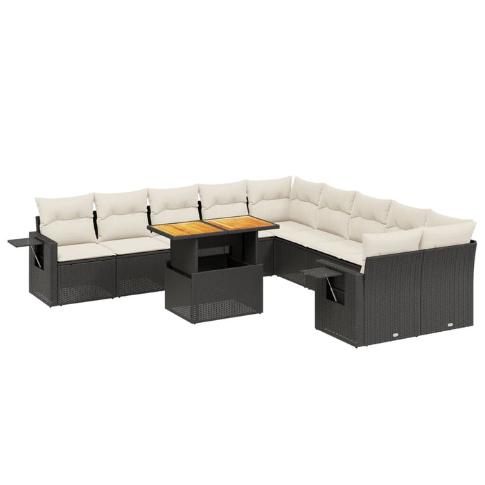Set canapele de grădină cu perne, 11 piese, negru, poliratan - WALTI WALTI