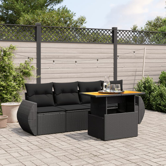 Set mobilier de grădină cu perne, 5 piese, negru, poliratan - WALTI WALTI