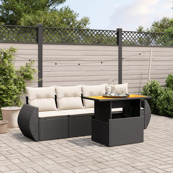 Set mobilier de grădină cu perne, 5 piese, negru, poliratan - WALTI WALTI