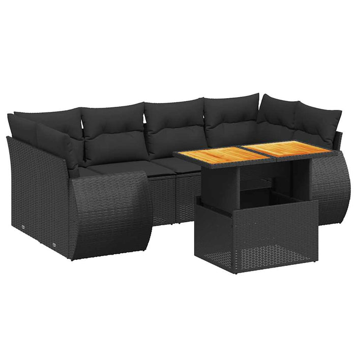 Set canapele de grădină cu perne, 7 piese, negru, poliratan - WALTI WALTI
