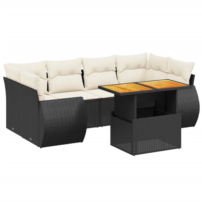 Set canapele de grădină cu perne, 7 piese, negru, poliratan - WALTI WALTI