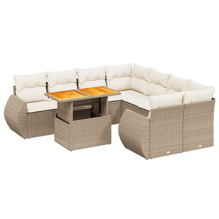 Set canapele de grădină, 9 piese, cu perne, bej, poliratan - WALTI WALTI