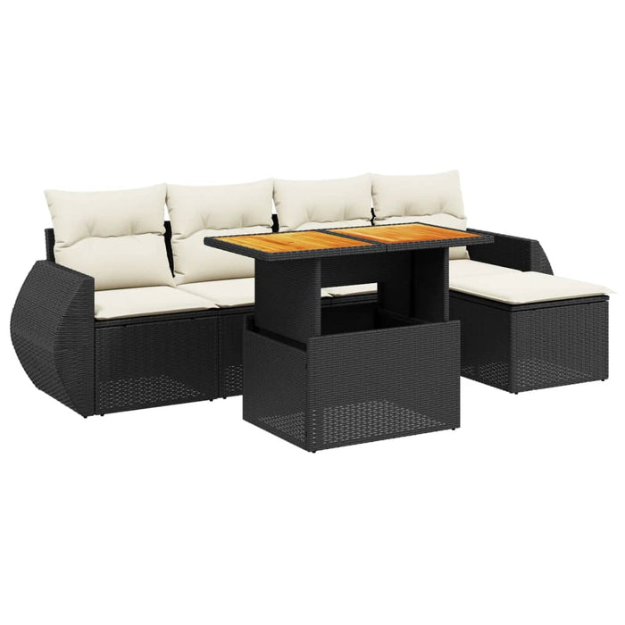 Set mobilier de grădină cu perne, 6 piese, negru, poliratan - WALTI WALTI