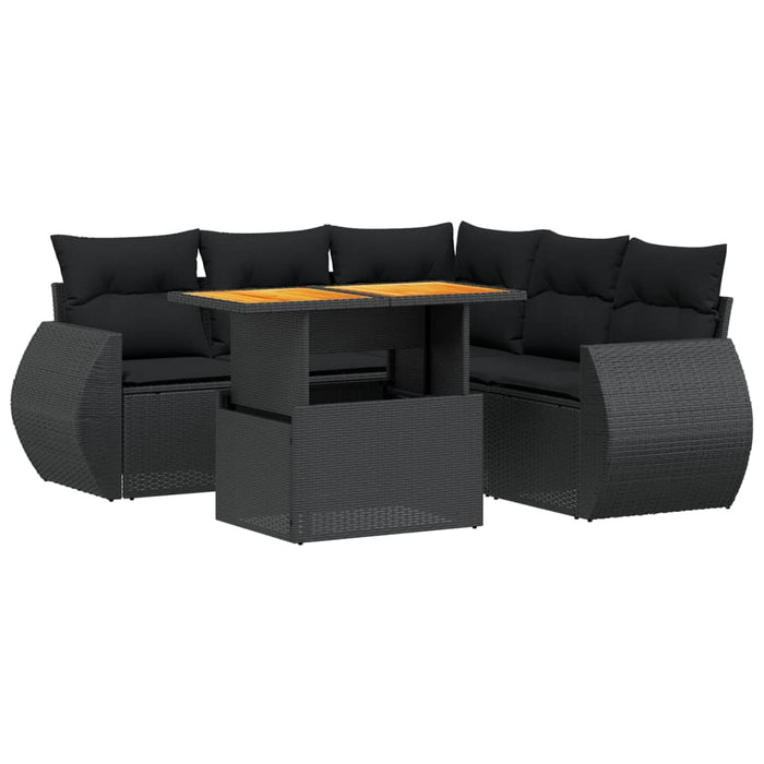 Set mobilier de grădină cu perne, 6 piese, negru, poliratan - WALTI WALTI