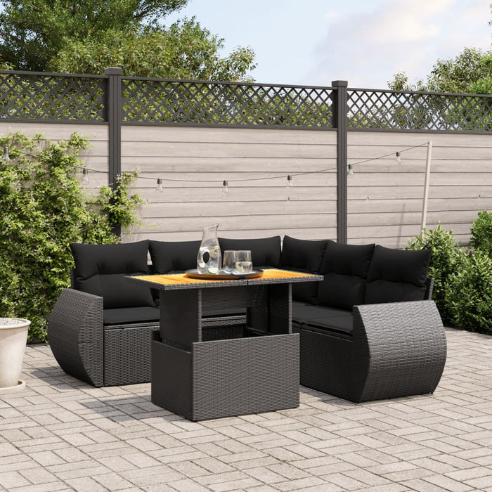Set mobilier de grădină cu perne, 6 piese, negru, poliratan - WALTI WALTI