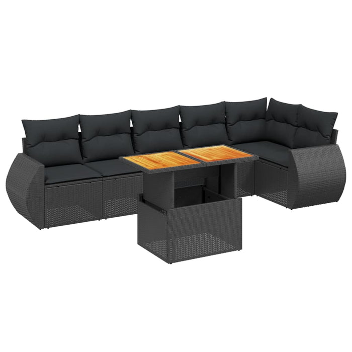 Set canapele de grădină cu perne, 7 piese, negru, poliratan - WALTI WALTI
