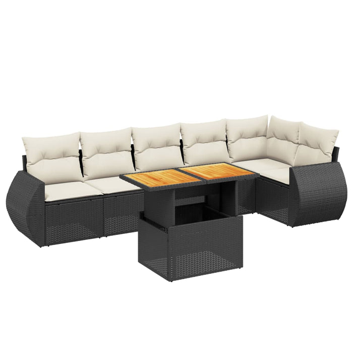 Set canapele de grădină cu perne, 7 piese, negru, poliratan - WALTI WALTI
