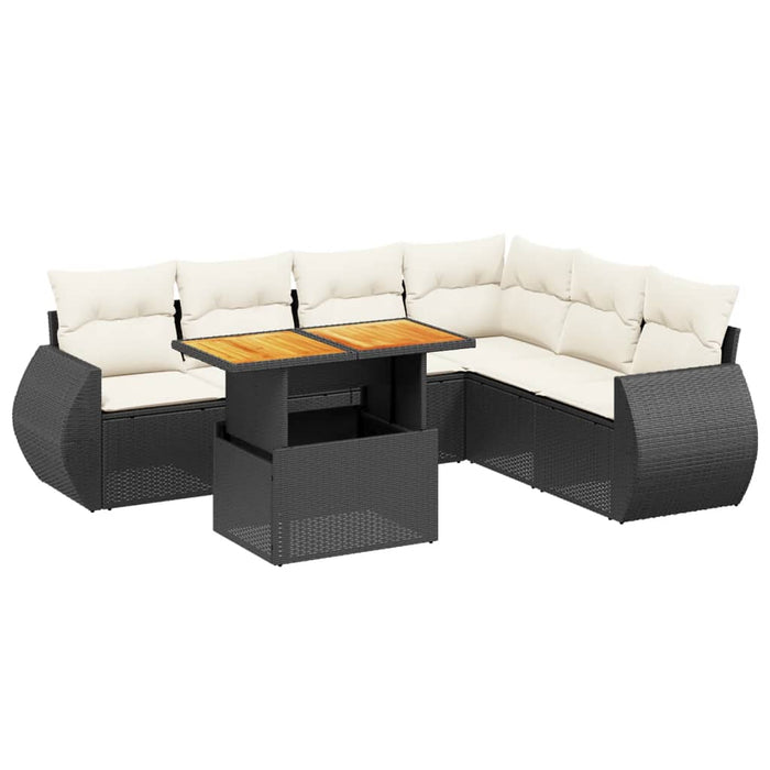 Set canapele de grădină cu perne, 7 piese, negru, poliratan - WALTI WALTI