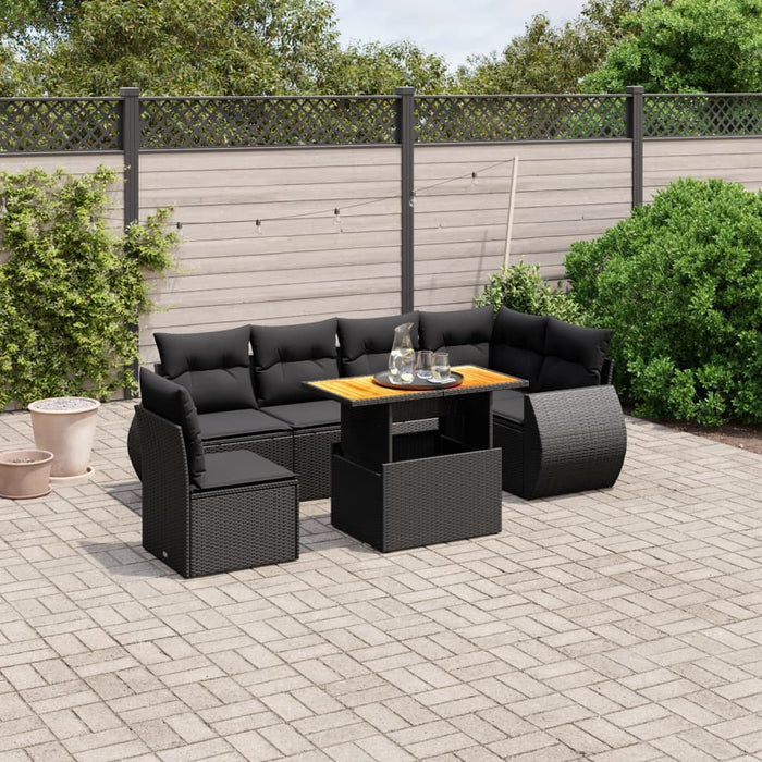 Set canapele de grădină cu perne, 7 piese, negru, poliratan - WALTI WALTI