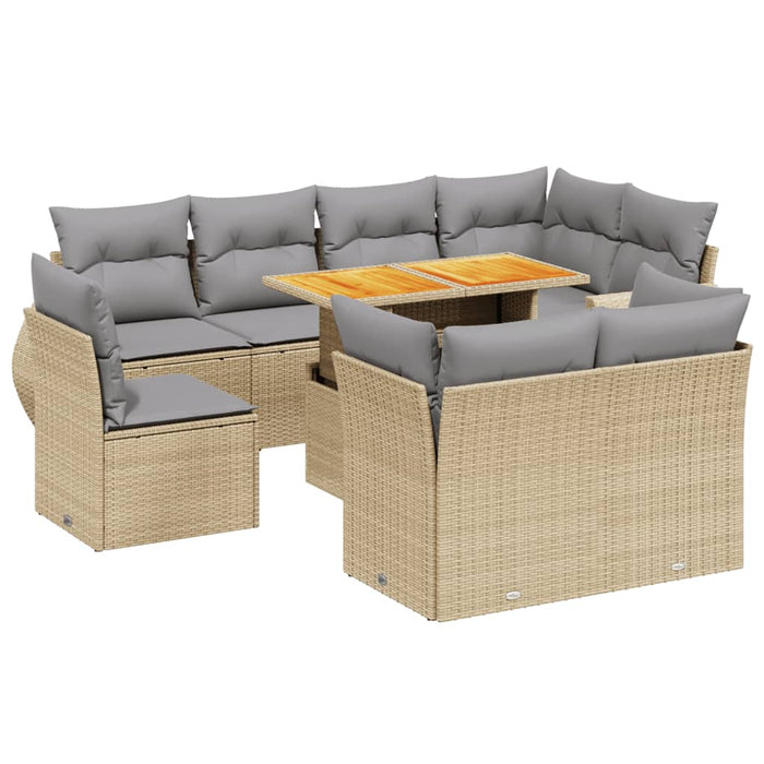 Set canapele de grădină, 9 piese, cu perne, bej, poliratan - WALTI WALTI