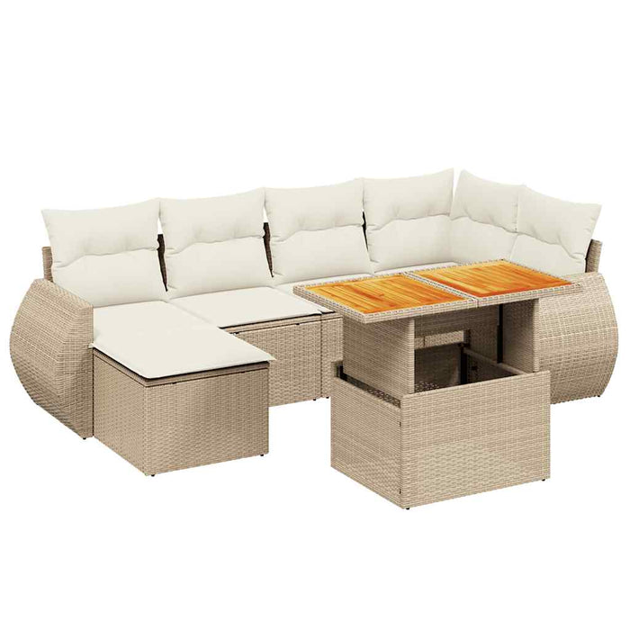 Set canapele de grădină, 7 piese, cu perne, bej, poliratan - WALTI WALTI