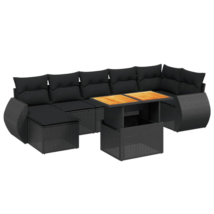 Set mobilier de grădină cu perne, 8 piese, negru, poliratan - WALTI WALTI