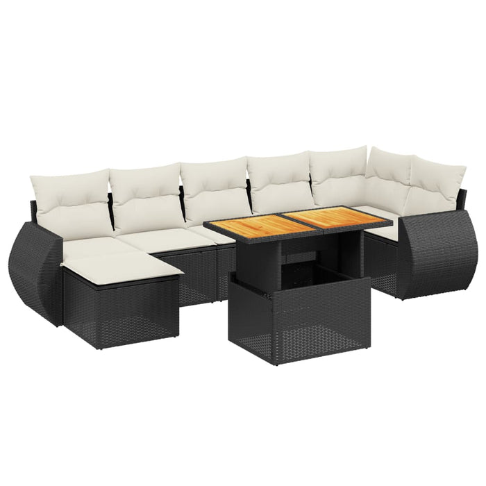 Set mobilier de grădină cu perne, 8 piese, negru, poliratan - WALTI WALTI