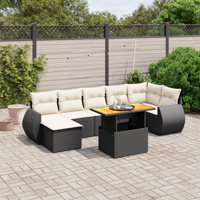 Set mobilier de grădină cu perne, 8 piese, negru, poliratan - WALTI WALTI