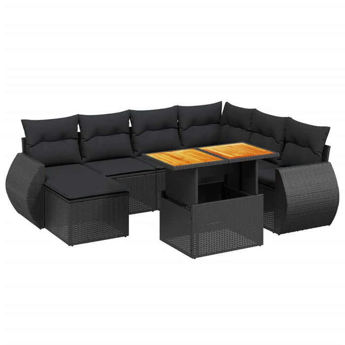 Set mobilier de grădină cu perne, 8 piese, negru, poliratan - WALTI WALTI