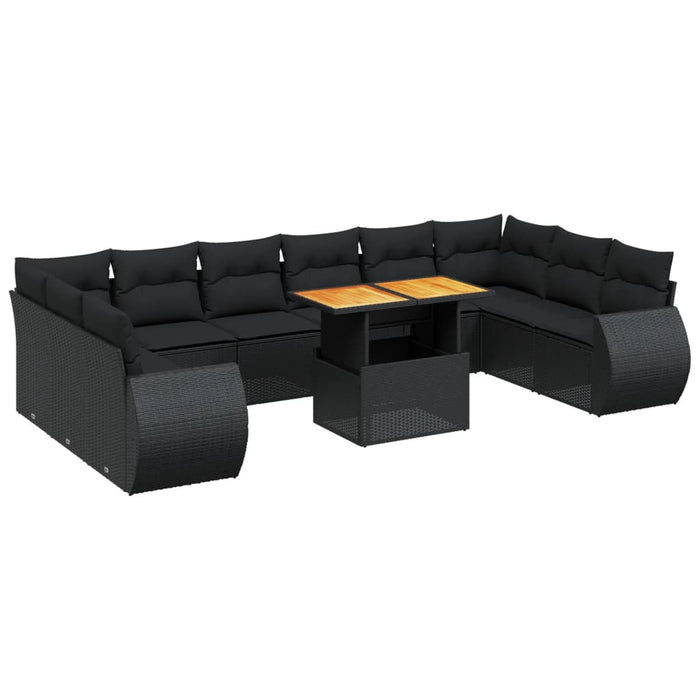 Set canapele de grădină cu perne, 11 piese, negru, poliratan - WALTI WALTI
