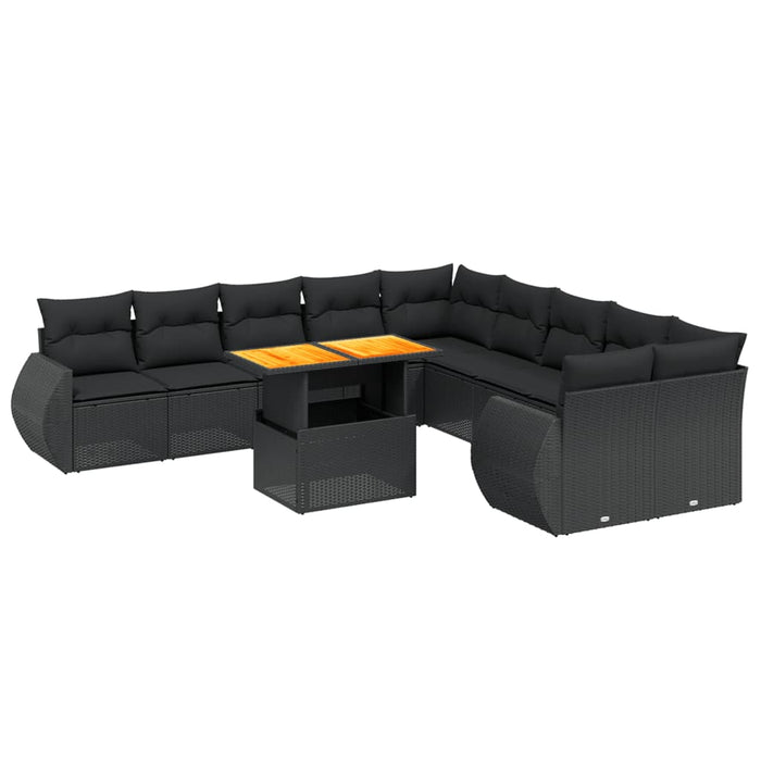 Set canapele de grădină cu perne, 11 piese, negru, poliratan - WALTI WALTI