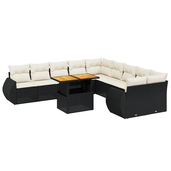 Set canapele de grădină cu perne, 11 piese, negru, poliratan - WALTI WALTI
