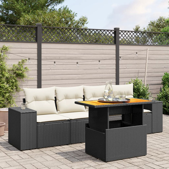 Set mobilier de grădină cu perne, 5 piese, negru, poliratan - WALTI WALTI