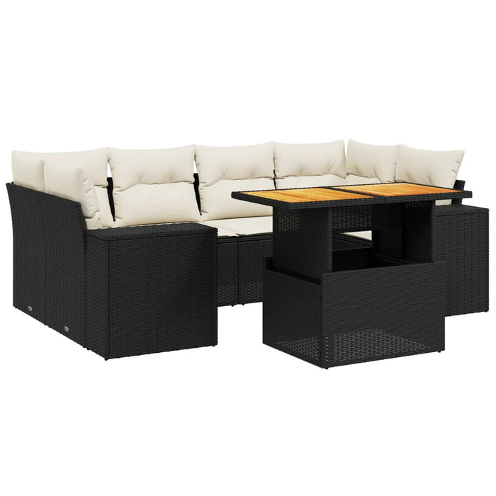 Set canapele de grădină cu perne, 7 piese, negru, poliratan - WALTI WALTI