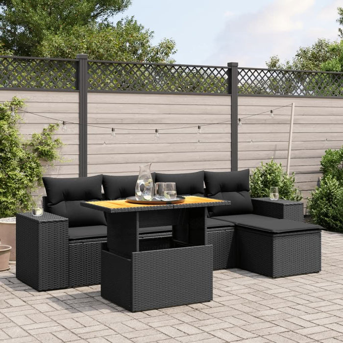 Set mobilier de grădină cu perne, 6 piese, negru, poliratan - WALTI WALTI