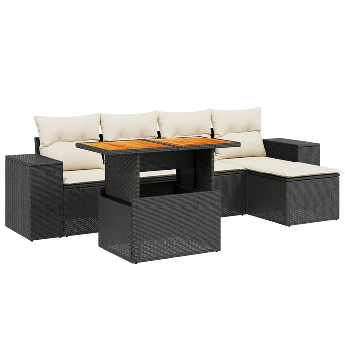 Set mobilier de grădină cu perne, 6 piese, negru, poliratan - WALTI WALTI