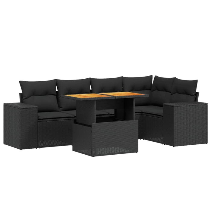 Set mobilier de grădină cu perne, 6 piese, negru, poliratan - WALTI WALTI
