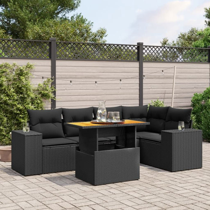 Set mobilier de grădină cu perne, 6 piese, negru, poliratan - WALTI WALTI