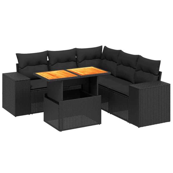 Set mobilier de grădină cu perne, 6 piese, negru, poliratan - WALTI WALTI