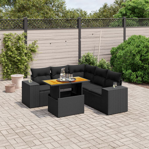 Set mobilier de grădină cu perne, 6 piese, negru, poliratan - WALTI WALTI
