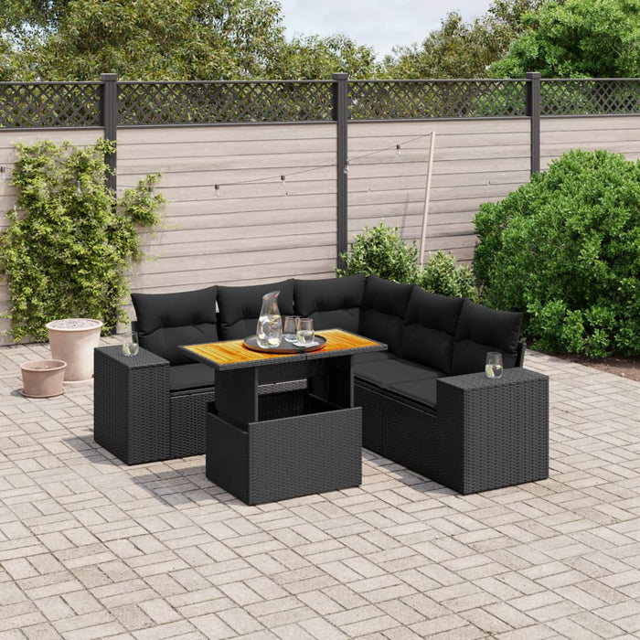 Set mobilier de grădină cu perne, 6 piese, negru, poliratan - WALTI WALTI