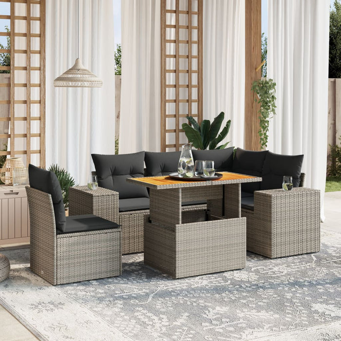 Set mobilier grădină cu perne, 6 piese, gri, poliratan - WALTI WALTI